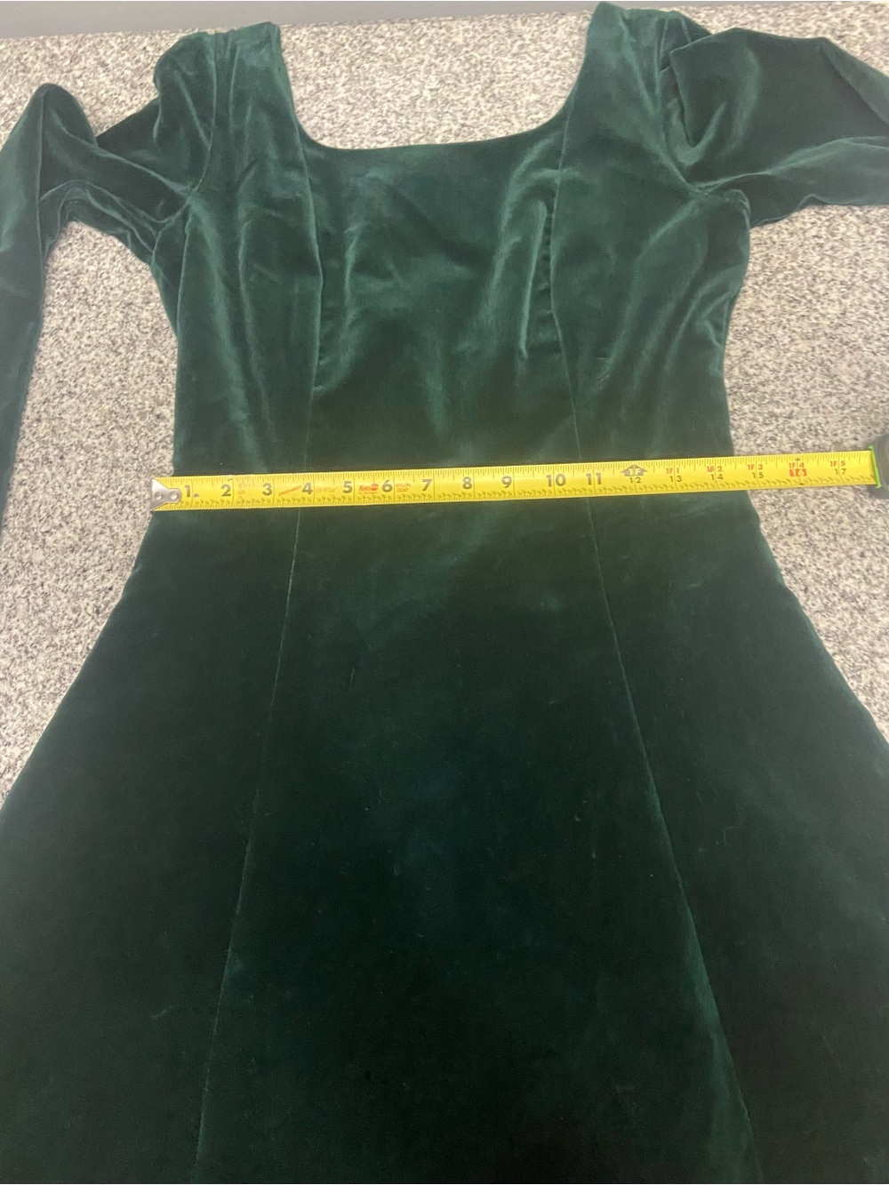 Vintage LAURA ASHLEY Emerald Green Velvet Maxi Dress W/Button Open Back 10 - Picture 13 of 17